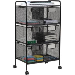 Mind Reader Cart with Drawers, Multipurpose Office Organizer, Utility Cart, Rolling Storage, Metal Mesh, Black(6-Drawers)