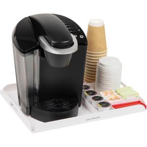 Mind Reader Coffee Station Serving Tray, 7 Pod Capacity Countertop Organizer, Storage, 17.5″ L x 13.25″ W x 1.25″ H, Single, Black(White)