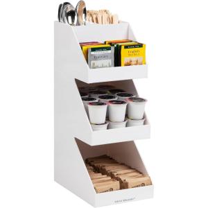Mind Reader Coffee Tea Utensil and Condiment Station, Countertop Organizer, Coffee Bar, Kitchen, 6″L x 9″W x 16″H, White