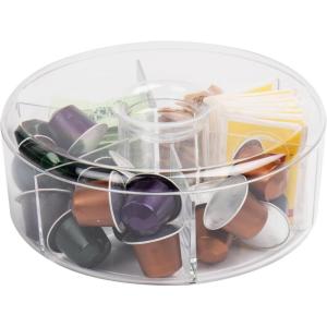 Mind Reader Coffee, Tea or Condiment Station, Countertop Organizer, Coffee Bar, Acrylic, 7.75″L x 7.75″W x 3.5″H, Clear(Clear)