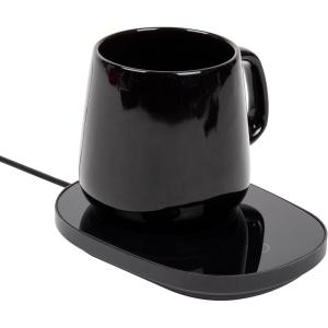Mind Reader Coffee Warmer and Mug Set, Tea Cup Warmer, Coffee Accesories, Desk, USB Cord, 6.5″ L x 4.75″ W x 1″ H, 2 Pcs, Black