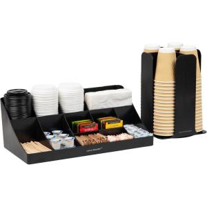 Mind Reader Cup Carousel and Condiment Organizer Set, Countertop Org, Coffee Bar, 7.75″L x 7.75″W x 11.5″H, 2 Pcs., Black