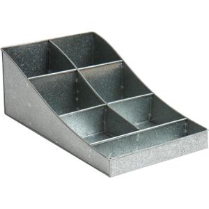 Mind Reader Cup and Condiment Station, Countertop Organizer, Coffee Bar, Galvanized Metal, 8.5″L x 14.5″W x 5.25″H, Silver(Silver)
