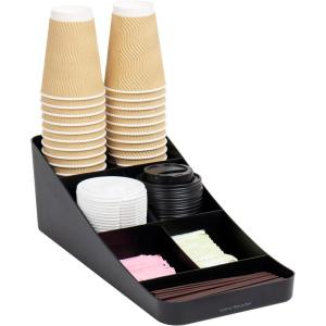 Mind Reader Cup and Condiment Station, Set of 2, Countertop Organizer, Coffee Bar, Kitchen, 7.25″L x 15.5″W x 5.25″H, Black(Black)