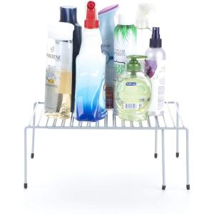 Mind Reader Expandable Shelf, Kitchen Pantry, Cabinet Organizer, Multi-Purpose Storage, Metal, 12.25-23″L x 10.25″W x 5.5″H, White(Silver)