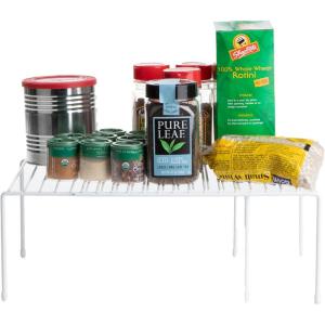 Mind Reader Expandable Shelf, Kitchen Pantry, Cabinet Organizer, Multi-Purpose Storage, Metal, 12.25-23″L x 10.25″W x 5.5″H, White(White)