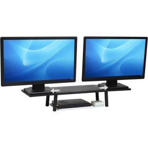 Mind Reader Extendable Monitor Stand, Adjustable Desktop Riser for Dual Monitors, Printers, Laptops, TV, 31.5–40 Inch Width, 88 lb Capacity, Metal and MDF Wood, Black