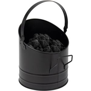 Mind Reader Fireplace Ash Bucket, 6L (1.5 gal) Capacity, Wood Stove, Fireplace Accessories, Metal, 9″L x 9″W x 10.5″H, Black(Large)