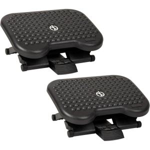 Mind Reader Foot Rest, Under Desk at Work, Ergonomic, Height Adjustable, Office, Plastic, 17″L x 13″W x 6.25″H, Black(2-Pack)