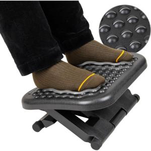 Mind Reader Foot Rest, Under Desk at Work, Ergonomic, Height Adjustable, Office, Plastic, 17″L x 13″W x 6.25″H, Black(Single)