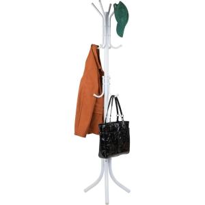 Mind Reader Freestanding Coat Rack, Multi-Tier Organizer for Office and Entryway, Metal, Silver(White)