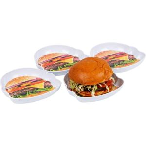 Mind Reader French Fry Serving Set, Hosting Essentials, Outdoor Kitchen, Melamine, 4.75″L x 3.25″W x 6.75″H, 4 pcs, White(Cheeseburger)