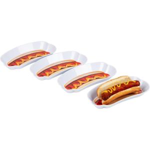 Mind Reader French Fry Serving Set, Hosting Essentials, Outdoor Kitchen, Melamine, 4.75″L x 3.25″W x 6.75″H, 4 pcs, White(Hot Dog)