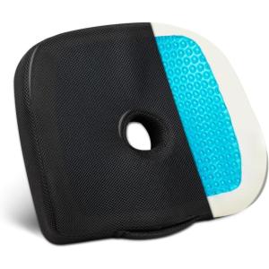 Mind Reader Gel Memory Foam Seat Cushion with Tailbone Cutout, Air-Cloud Technology, Ergonomic Support for Office Chair, Car, Sciatica, Coccyx & Hip Pain Relief, Black(Black)