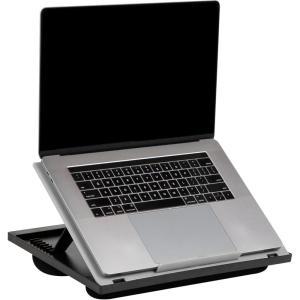 Mind Reader Lap Desk Laptop Stand, Bed Tray, Collapsible, Cushion, Portable, Dorm, Plastic, 14.75″L x 11″W x 7.3″H, Black(Gray)
