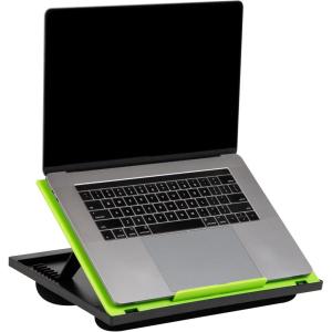 Mind Reader Lap Desk Laptop Stand, Bed Tray, Collapsible, Cushion, Portable, Dorm, Plastic, 14.75″L x 11″W x 7.3″H, Black(Green)