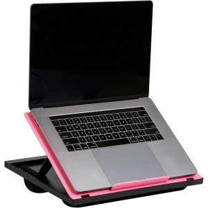 Mind Reader Lap Desk Laptop Stand, Bed Tray, Collapsible, Cushion, Portable, Dorm, Plastic, 14.75″L x 11″W x 7.3″H, Black(Pink)