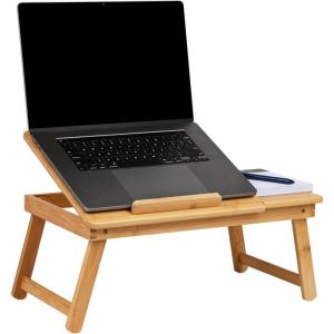 Mind Reader Lap Desk, Laptop Stand with Folding Legs for Bed Dorm Room and Home Office, Rayon From Bamboo, Brown(Brown)