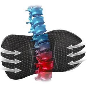 Mind Reader Lumbar Support Pillow with Air-Cloud Technology, Memory Foam Cushion for Back, Waist & Hip Pain Relief, Breathable Cover, Black