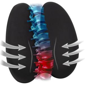 Mind Reader Lumbar Support Pillow with Air-Cloud Technology, Office Chair Back Cushion, Memory Foam, Black