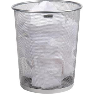 Mind Reader Mesh Trash Can, 16.65L(4.4 gal), Waste Paper Basket, Round, Office, Metal Mesh, Silver(Silver)