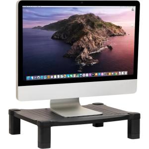 Mind Reader Monitor Stand, Height Adjustable, Desktop Organizer, Laptop Riser, Office, 17.25″L x 13.25″W x 4″H, Black(Monitor Stand)
