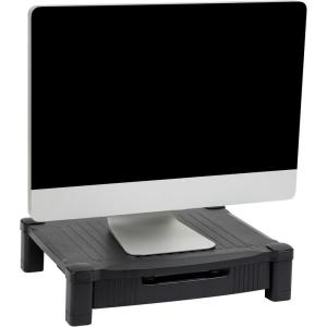 Mind Reader Monitor Stand, Height Adjustable, Desktop Organizer, Laptop Riser, Office, 17.25″L x 13.25″W x 4″H, Black(Monitor Stand with Drawer)