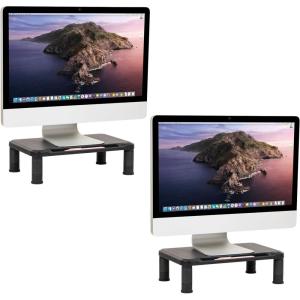 Mind Reader Monitor Stand, Height Adjustable, Laptop, Computer, Riser, Office, 15″L x 9.5″W x 4.25″H, Set of 2, Black(4 Leg-2 Pack)