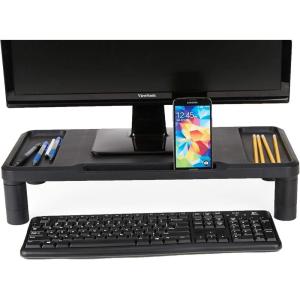 Mind Reader Monitor Stand, Laptop Riser, Desktop Organizer, Office, Plastic, 21.75″ L x 10.25″ W x 4.5″ H, Set of 2, Black(1-Pack)