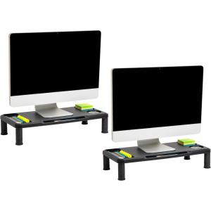 Mind Reader Monitor Stand, Laptop Riser, Desktop Organizer, Office, Plastic, 21.75″ L x 10.25″ W x 4.5″ H, Set of 2, Black(2-Pack)