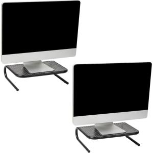 Mind Reader Monitor Stand, Ventilated Laptop Riser, Desktop Organizer, Metal, 14.5″L x 11.25″W x 4.25″H, Set of 2, Black(2-Pack)