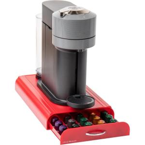 Mind Reader Nespresso Compatible Capsule Drawer, Countertop Organizer, Coffee Pod Holder, Storage, 9.25″L x 15″W x 2″H, Red(Red)
