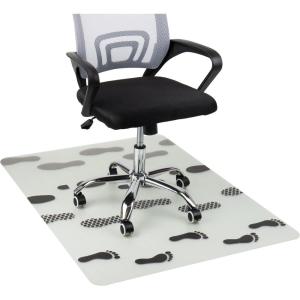 Mind Reader Office Chair Mat for Carpet, Under Desk Protector, Carpet Grips, Rolling, Polycarbonate, 35.5″ L x 47.25″ W x 0.0625″ H, Clear(Clear With Black Going Places Footprint Art)