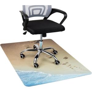 Mind Reader Office Chair Mat for Carpet, Under Desk Protector, Carpet Grips, Rolling, Polycarbonate, 35.5″ L x 47.25″ W x 0.0625″ H, Clear(Life’s a Beach Art)