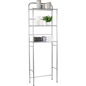 Mind Reader Over The Toilet Storage Rack, Bathroom Organizer, Bathroom Shelves, Metal, 23.5″ L x 10.25″ W x 70.5″ H, Black(Silver)