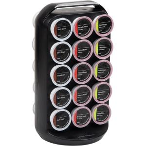 Mind Reader Single Serve Coffee Pod Carousel, 35 Pod Capacity, Lazy Susan, Metal Mesh, 6.15″L x 6.15″W x 12.5″H, Black(Black)