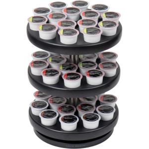 Mind Reader Single Serve Coffee Pod Carousel, 45 Pod Capacity, Countertop , Breakroom, 9.5″L x 9.5″W x 11.75″H, Black(Black)