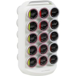 Mind Reader Single Serve Coffee Pod Carousel, 45 Pod Capacity, Countertop , Breakroom, 9.5″L x 9.5″W x 11.75″H, Black(White)