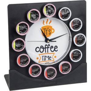 Mind Reader Single Serve Coffee Pod Clock, 12 Pod Capacity, Countertop or Wall Mount, 12.5″ L x 4.25″ W x 12.25″ H, Black