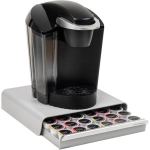 Mind Reader Single Serve Coffee Pod Drawer, 36 Pod Capacity, Countertop Organizer, 13.25″L x 12.75″W x 2.75″H, Red(Gray)