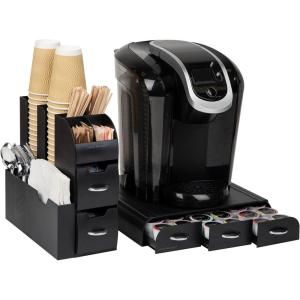Mind Reader Single Serve Coffee Pod Drawer and Cup Condiment Set, 2 Pcs., 36 Pod Capacity, 5.35″L x 11.25″W x 11.15″H, Black