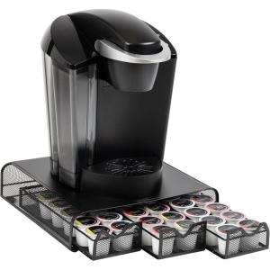 Mind Reader Single Serve Coffee Pod Organizer with 3 Drawers, 36 Pod Capacity, Countertop, 13.5″L x 12.25″W x 2.5″H, Brown(Black)
