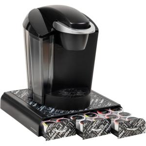 Mind Reader Single Serve Coffee Pod Organizer with 3 Drawers, 36 Pod Capacity, Countertop, 13.5″L x 12.25″W x 2.5″H, Brown(Black Print)