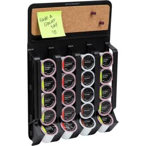 Mind Reader Single Serve Pod Organizer, Wall Mount, 20 Pod Capacity, Magnetic or Adhesive, 10.75″L x 15.5″W x 2.5″H, Black(20 Pod Capacity)