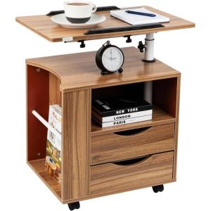 Mind Reader Standing Desk, Laptop Computer Stand, Height Adjustable, MDF, 23.75″L x 15.75″W x 26.8-34.5″H, Brown and Silver
