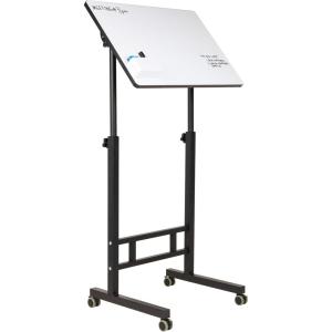 Mind Reader Standing Whiteboard Desk, Adjustable Height, Computer Desk, Laptop Desk, Portable, Rolling, 21″ L x 21.5″ W x 68.5″ H, White
