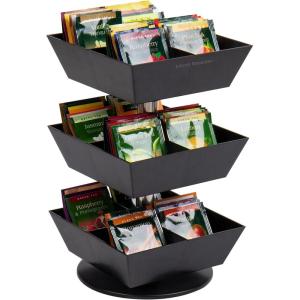Mind Reader Tea Bag Carousel, Tea Station Organizer, Countertop Storage, Tea Stand, Kitchen, 6.75″L x 6.75″W x 11.5″H, Black(Black)