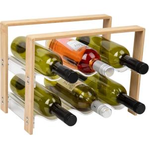Mind Reader Tea Bag Organizer, Tea Station, Countertop, Caddy, Rayon from Bamboo and Acrylic, 11.75″L x 6″W x 6″H, Brown(Wine Rack)