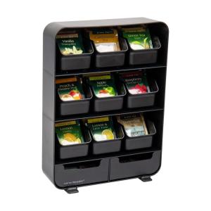 Mind Reader Tea Bag Organizer, Tea Station Organizer, Countertop Storage, Kitchen, Plastic, 10.25″L x 3.25″W x 13.75″H, Black