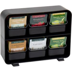 Mind Reader Tea Bag Organizer, Tea Station Organizer, Countertop Storage, Kitchen, Plastic, 10.25″L x 3.25″W x 7.75″H, Black(Black)